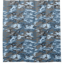 Cortina Para Chuveiro Blue Camo
