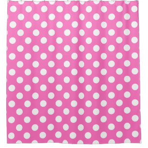Cortina Para Chuveiro bolinhas brancas a rosa