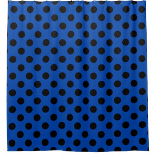 Cortina Para Chuveiro Bolinhas pretas de azul real