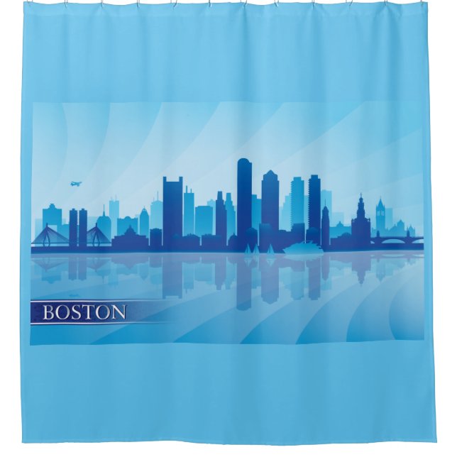 Cortina Para Chuveiro Boston Skyline (Frente)