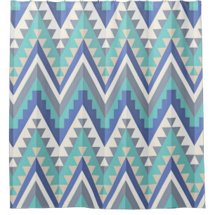 Cortina Para Chuveiro Branco retro do Taupe do cinza azul da cerceta de