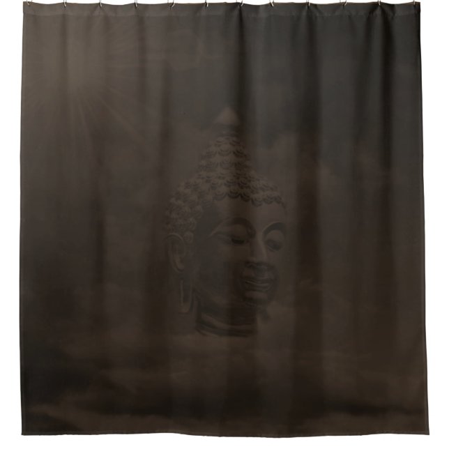 Cortina Para Chuveiro buddha em marrom escuro (Frente)