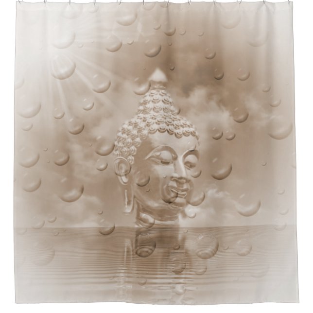 Cortina Para Chuveiro buddha em sépia (Frente)