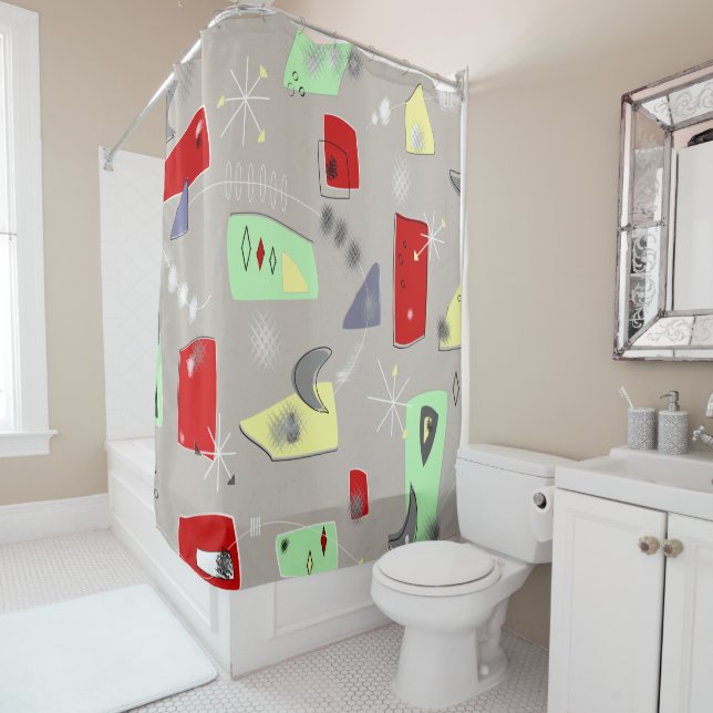 Cortina Para Chuveiro Bumerangues e abstratos do meio século (In Situ)