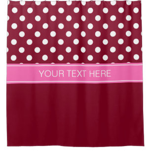Cortina Para Chuveiro Burgundy White LG Dot Hot Pink Nome CB Monograma