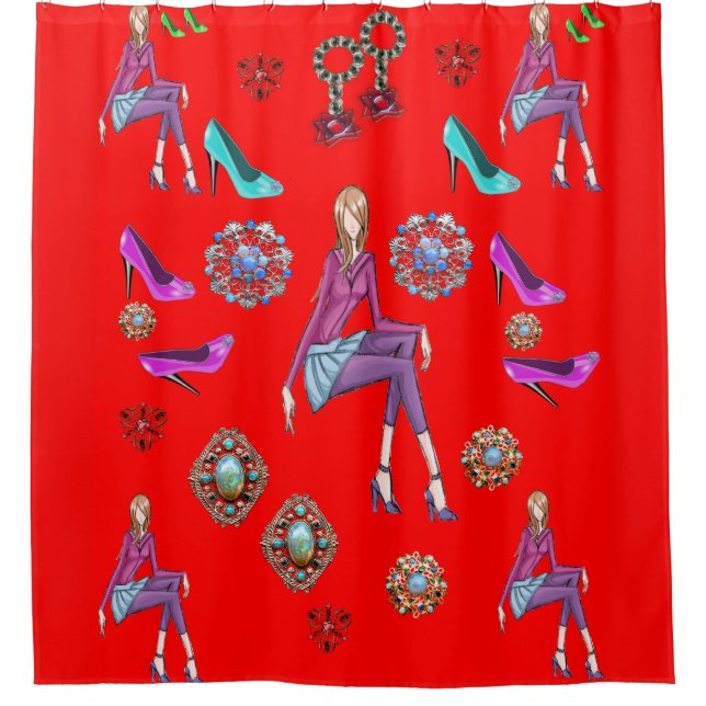 Cortina Para Chuveiro Calçado da cortina do chá (Frente)