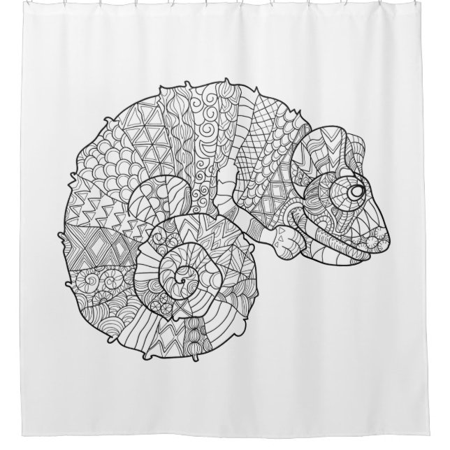 Cortina Para Chuveiro Camaleão Zendoodle (Frente)