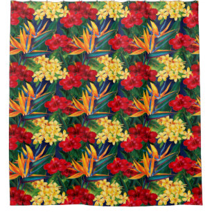 Cortina Para Chuveiro Camisa floral havaiana do paraíso tropical Aloha