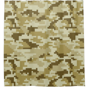 Cortina Para Chuveiro Camuflagem do deserto digital de 8 bits / Camo