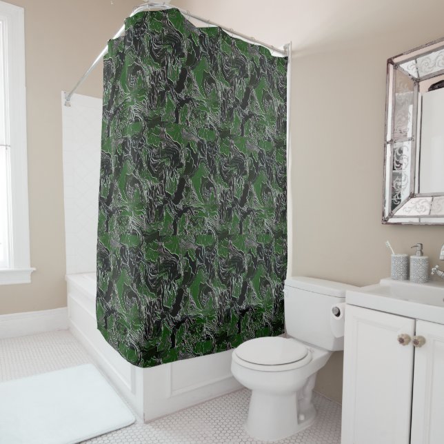 Cortina Para Chuveiro Camuflagem Verde Funky (In Situ)