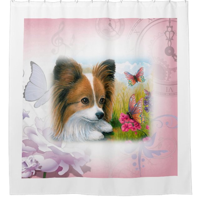Cortina Para Chuveiro Cão 123 Papillon (Frente)