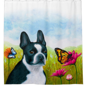 Cortina Para Chuveiro Cão 134 Boston Terrier