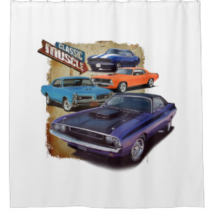 Cortina Para Chuveiro Carros clássicos do músculo