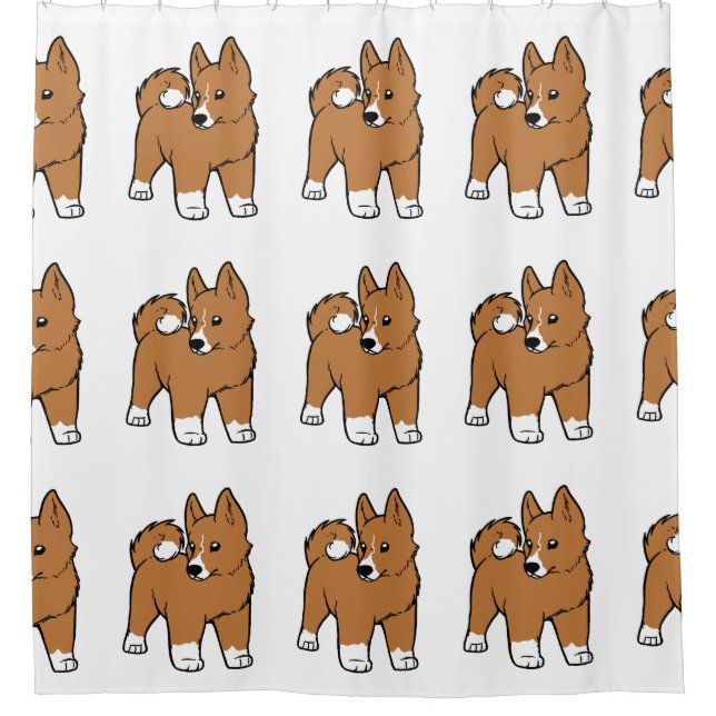 Cortina Para Chuveiro cartoon do basenji (Frente)
