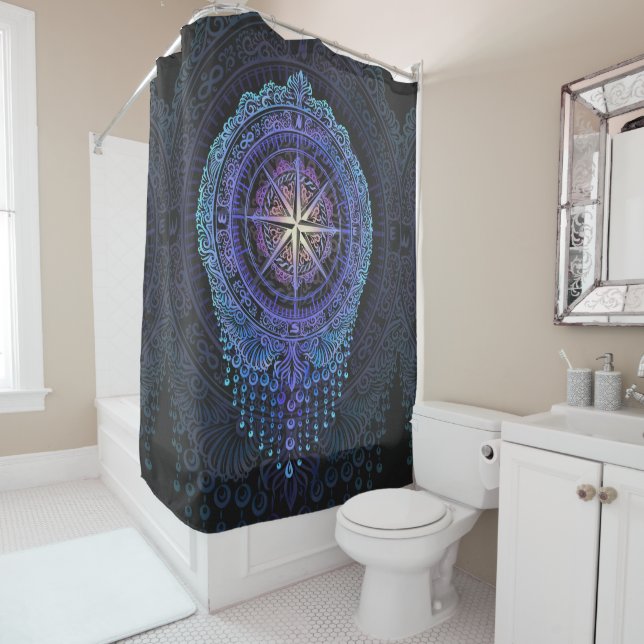 Cortina Para Chuveiro Celestial Compass Mandala (In Situ)