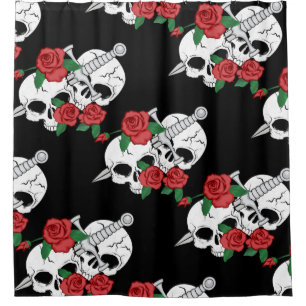 Cortina Para Chuveiro Células, Rosas e punhal