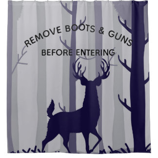 Cortina Para Chuveiro Cena Florestal Buck Deer Foggy