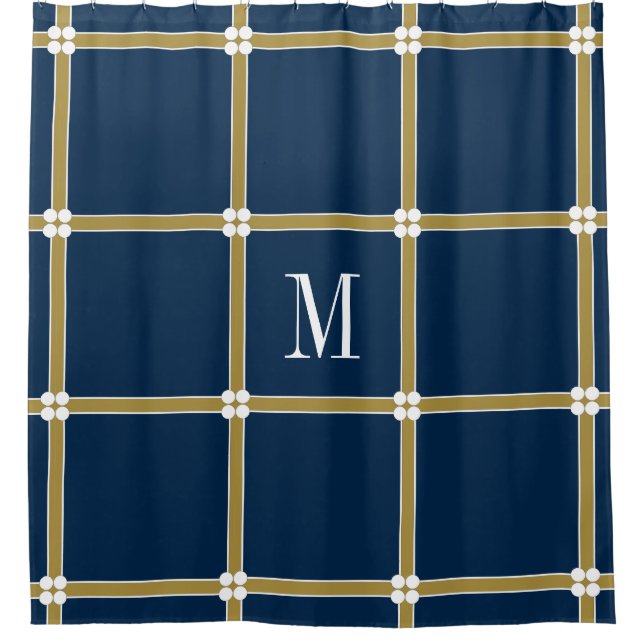CORTINA PARA CHUVEIRO CHÁ CHIQUE CURTAIN_GOLD/NAVY/WHITE (Frente)