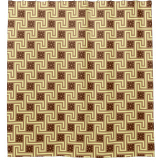 Cortina Para Chuveiro Chave Grega Deco, Tan, Marrom e Amarelo