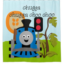 Cortina Para Chuveiro Choo Choo Train Kids Transportation Locomotive
