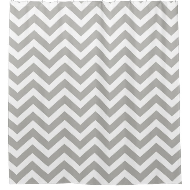 Cortina Para Chuveiro Cinza Moderna e Garron Branco Striped (Frente)