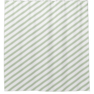 Cortina Para Chuveiro Cinza Verde e Faixa Diagonal Branca