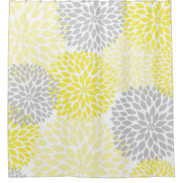 Cortina Para Chuveiro Cinzas amarelas Dahlia Blossoms