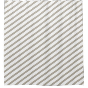 Cortina Para Chuveiro Cinzas e Stripes Diagonais Brancas Modernas