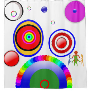 Cortina Para Chuveiro circulares coloridas cortina de chá