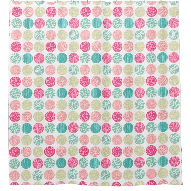 Cortina Para Chuveiro Círculos decorativos - Cores 01 (Frente)