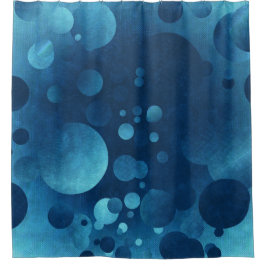 Cortina Para Chuveiro Círculos Geométricos Azuis Grunge