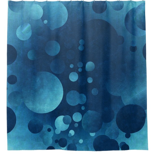 Cortina Para Chuveiro Círculos Geométricos Azuis Grunge (Frente)