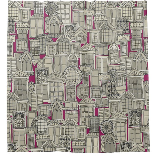 Cortina Para Chuveiro cor-de-rosa do windows (Frente)