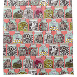 Cortina Para Chuveiro coral picles estranho