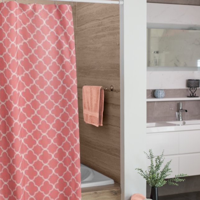 Cortina Para Chuveiro Coral Quatrefoil (Criador carregado)