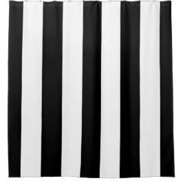 Cortina Para Chuveiro Cortina Chá de faixas verticais pretas e brancas