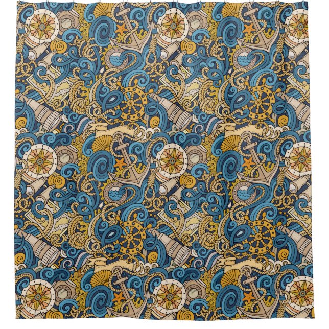 Cortina Para Chuveiro Cortina Chá Náutica de Praia (Frente)