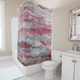 Cortina Para Chuveiro Cortina de Chá de Abstrato cor-de-rosa e prata