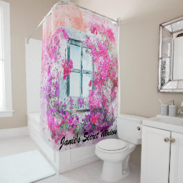 Cortina Para Chuveiro Cortina de chá floral lindo da aguarela da janela