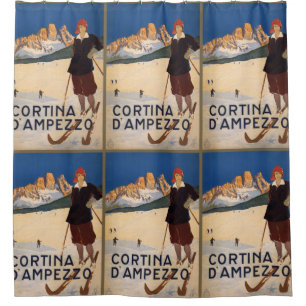 Cortina Para Chuveiro Cortina de chá italiana do poster das viagens