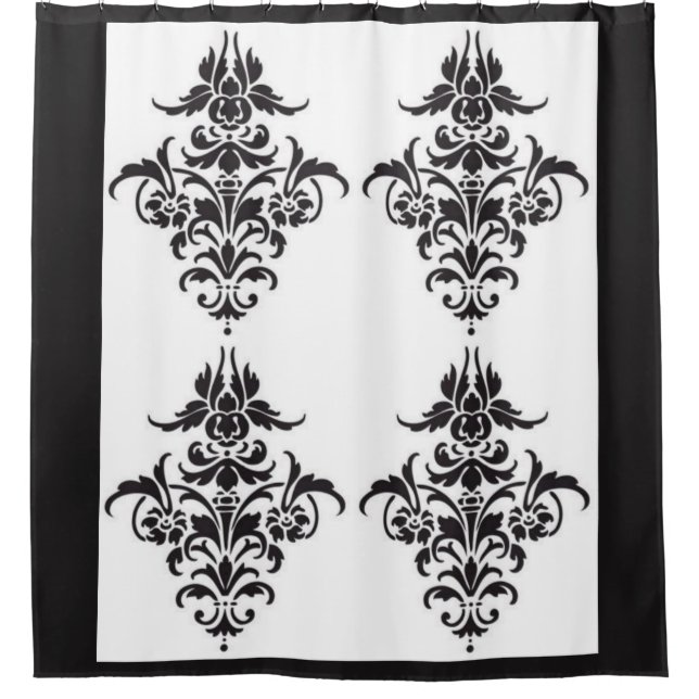 Cortina Para Chuveiro Cortina de Chá preto e branco Elegante (Frente)