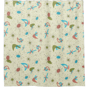 Cortina Para Chuveiro Cortina de Chá Vintage Atomic Design de 1950