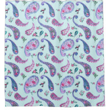 Cortina de Lavanda Aqua Paisley