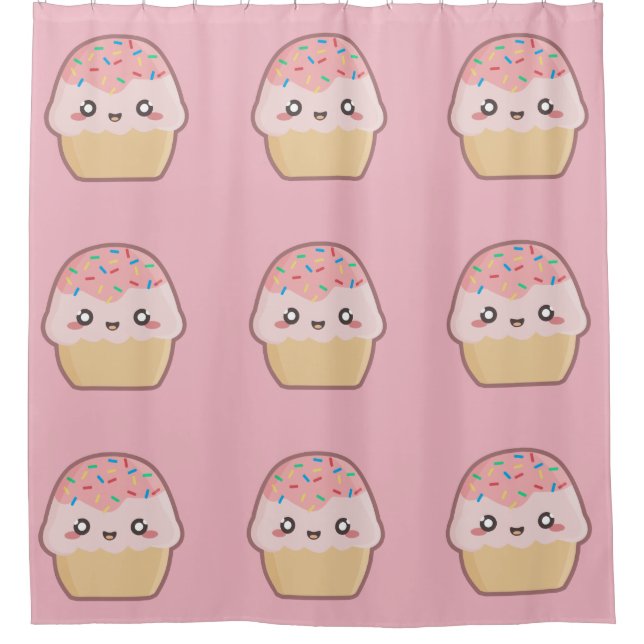 Cortina Para Chuveiro Cupcake de Kawaii (Frente)