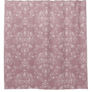 Cortina Para Chuveiro Damasco roxo e branco