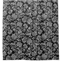 Damascos Florais Vintage de Prata Preta e Brilhant