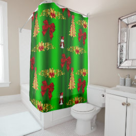 Cortina Para Chuveiro Decorações de Natal em Verde