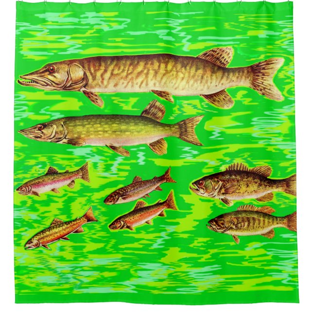 Cortina Para Chuveiro demasiados peixes no mar (Frente)