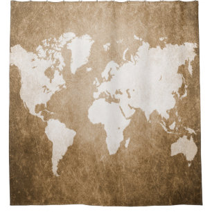 Cortina Para Chuveiro Design 56 mapa mundial