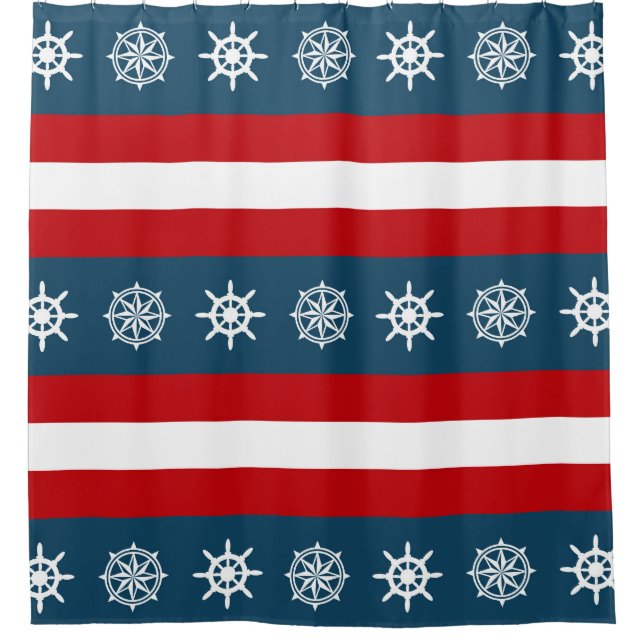 Cortina Para Chuveiro Design com tema náutico (Frente)